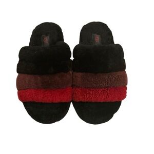 Ugg fluff yeah black red shearling slide sandals size 5